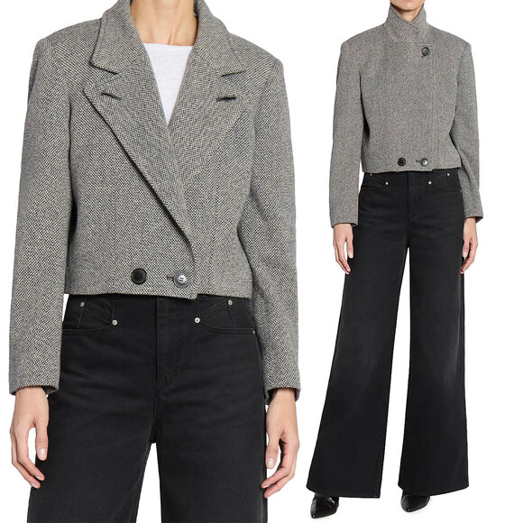 ISABEL MARANT ETOILE Cassidy Tweed Wool Blend Cropped Jacket Size XS/2 - Picture 5 of 16